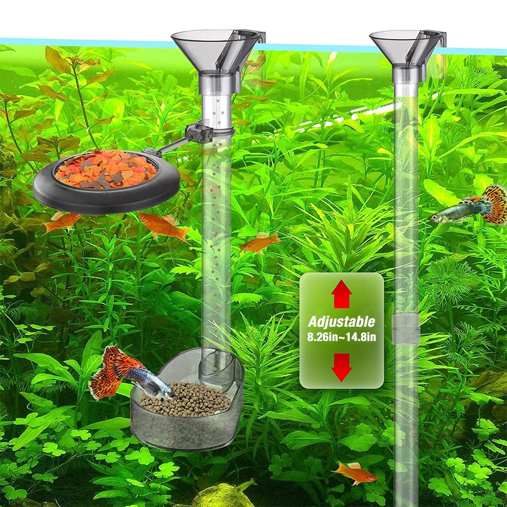 Qpets 14.7''/37.5cm Adjustable Height Fish Tank Fish Feeder Tube Set with Funnel & Fish Feeding Ring, Fish Tank Fish Feeder Aquarium Feed Tube Qpets 14.7''/37.5cm Adjustable Height Fish Tank Fish Feeder Tube Set with Funnel & Fish Feeding Ring, Fish Tank Fish Feeder Aquarium Feed Tube